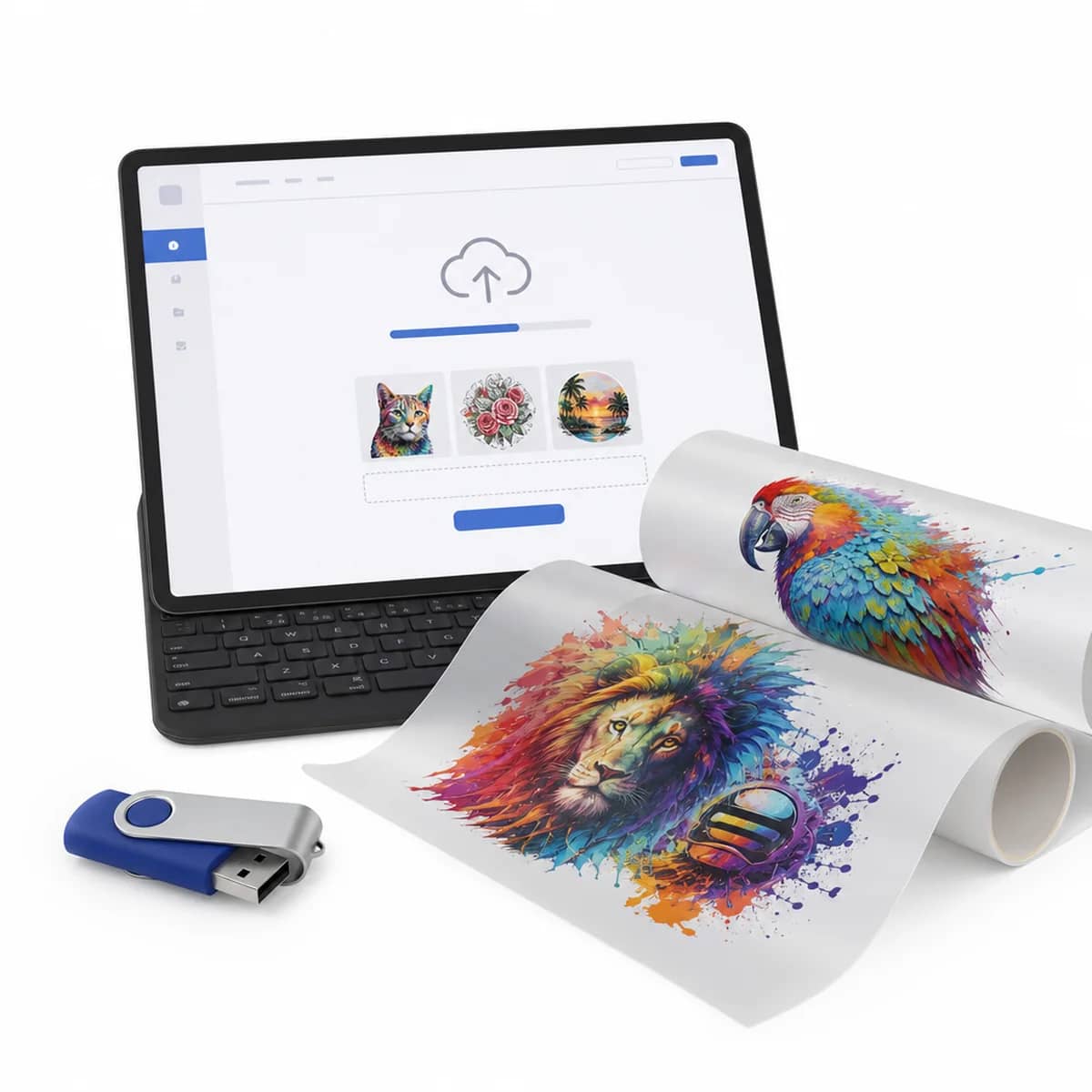 Easy Upload precut ready to press DTF transfers — design plus quantity