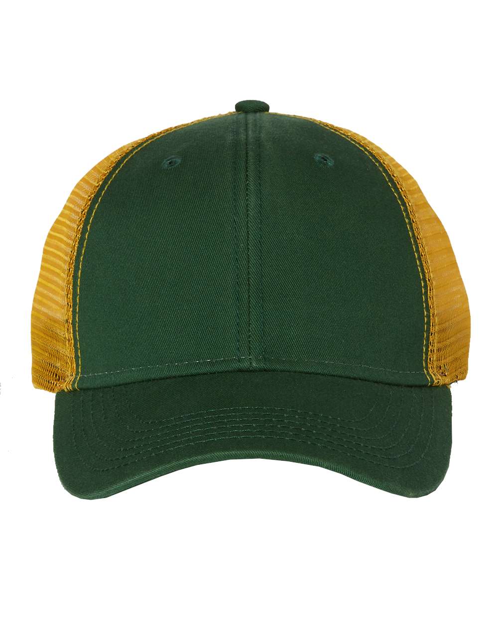 Valucap AH80 Bio-Washed Trucker Cap — Dark Green/ Gold