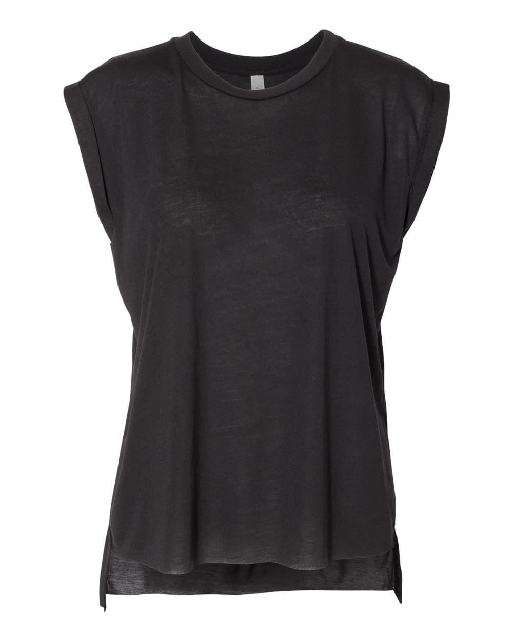 BELLA + CANVAS 8804 Women’s Flowy Rolled Cuffs Muscle Tee — Black