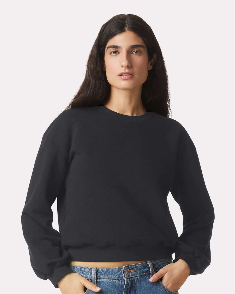 American Apparel RF494 Women’s ReFlex Fleece Crewneck Sweatshirt — Black