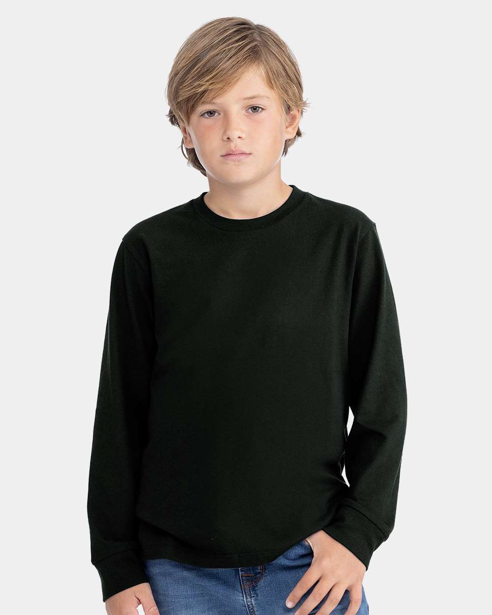 Next Level 3311 Youth Cotton Long Sleeve T-Shirt — Black