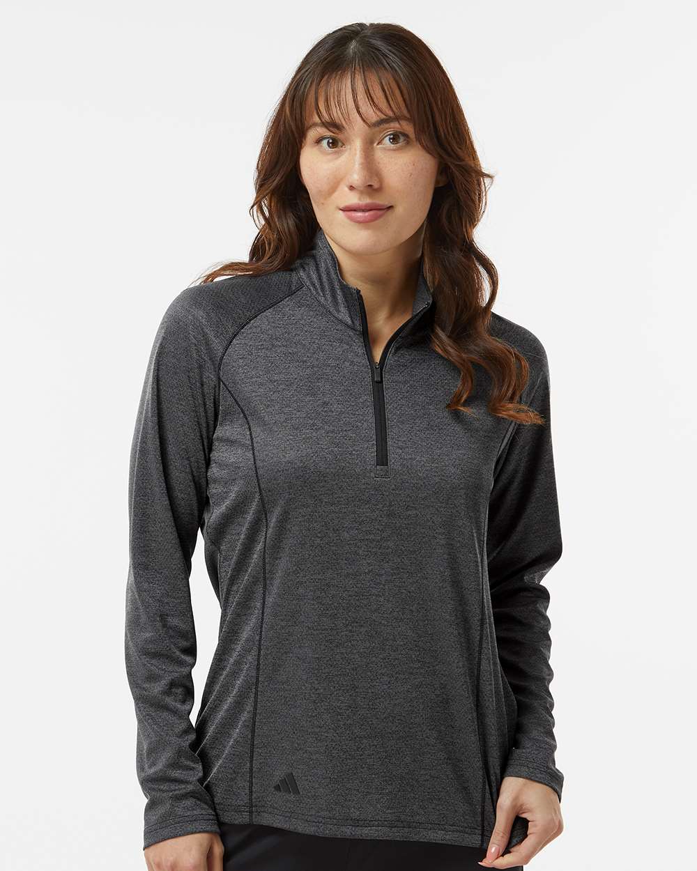 Adidas A594 Women’s Space Dyed Quarter-Zip Pullover — Black Melange