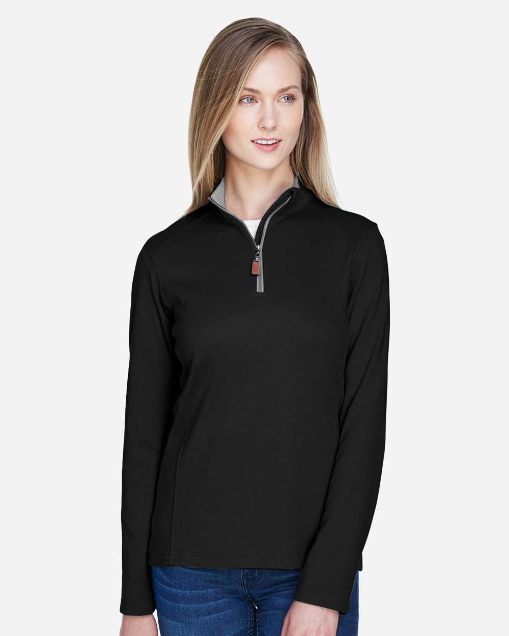 Devon & Jones DG479W Women’s DRYTEC20™ Performance Quarter-Zip Pullover — Black/ Grey Heather/ Graphite