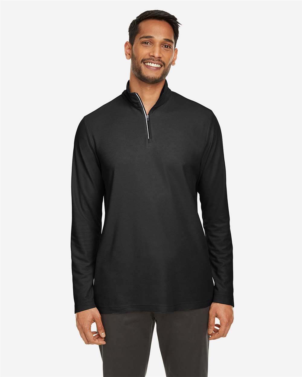 CORE365 CE405 Men’s Fusion ChromaSoft™ Pique Quarter-Zip Pullover — Black
