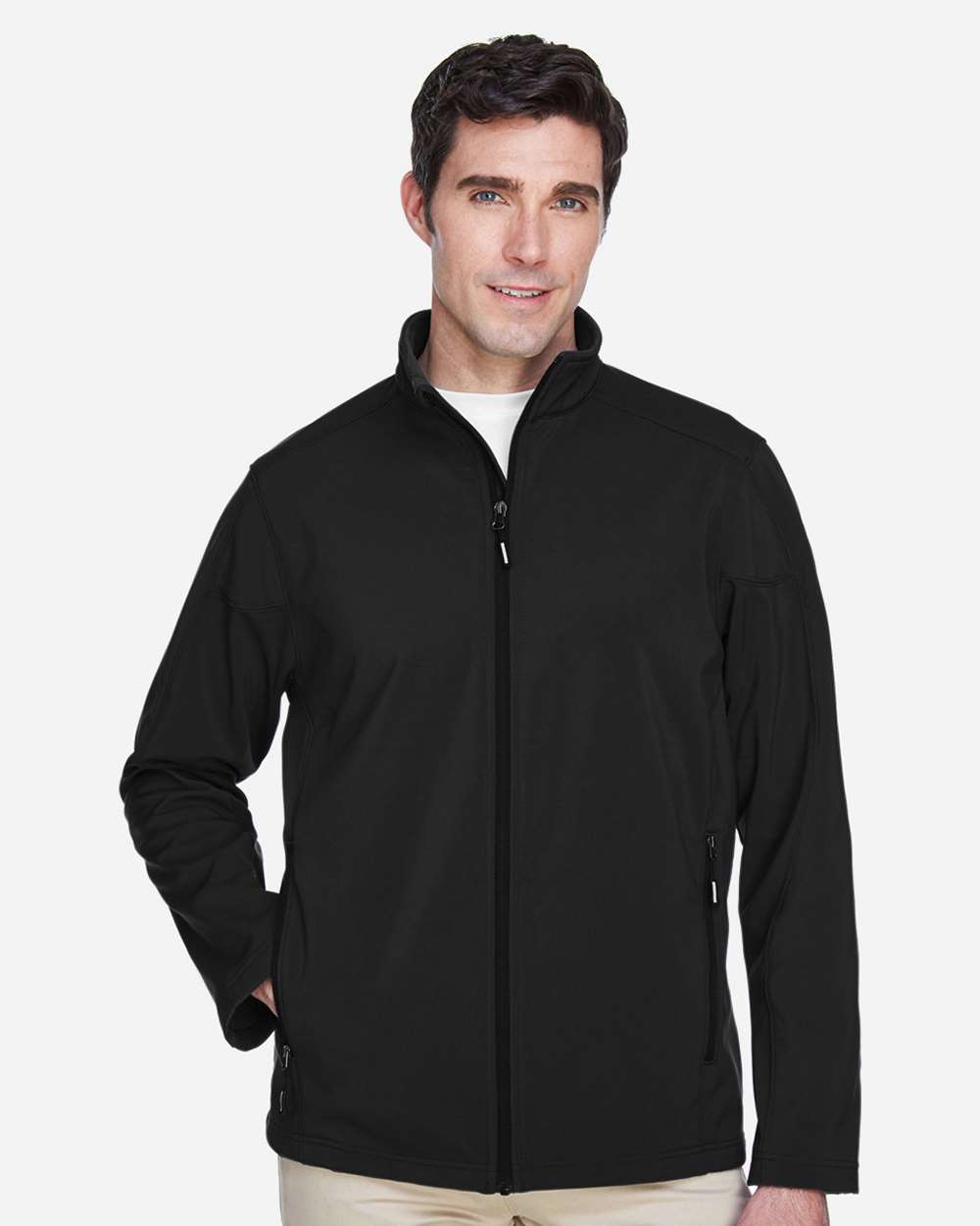 CORE365 88184 Men’s Cruise Two-Layer Fleece Bonded Soft Shell Jacket — Black