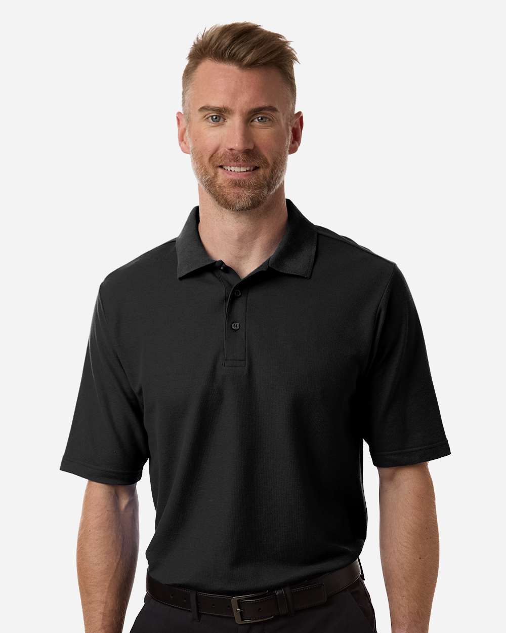 CORE365 CE106T Men’s Tall Resolve CVC Performance Pique Polo — Black