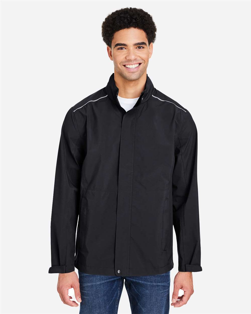 CORE365 CE712 Men’s Barrier Packable Rain Jacket — Black