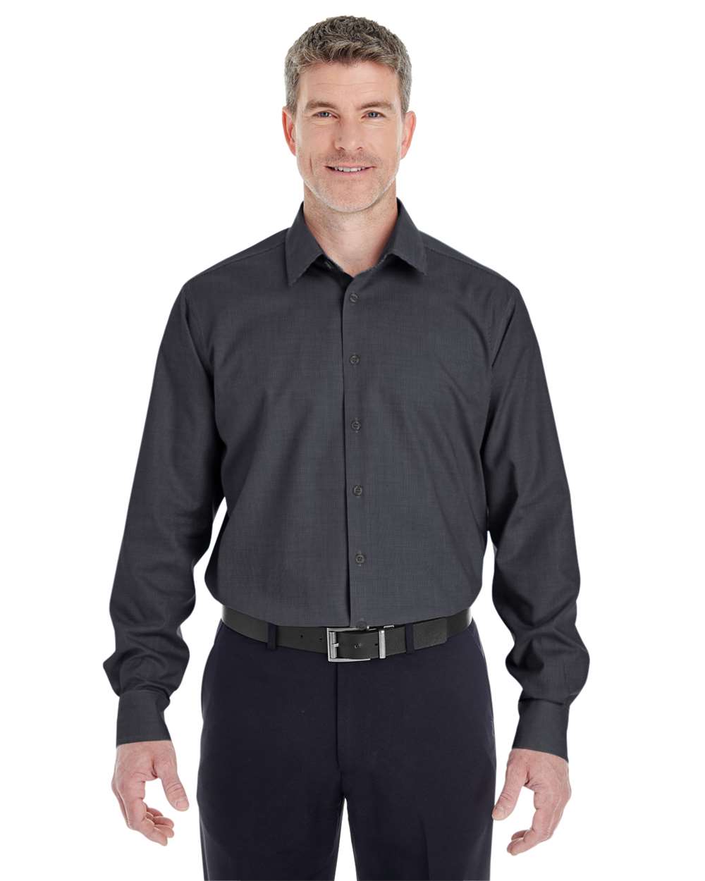 Devon & Jones DG532 Men’s Crown Collection® Royal Dobby Dress Shirt — Black