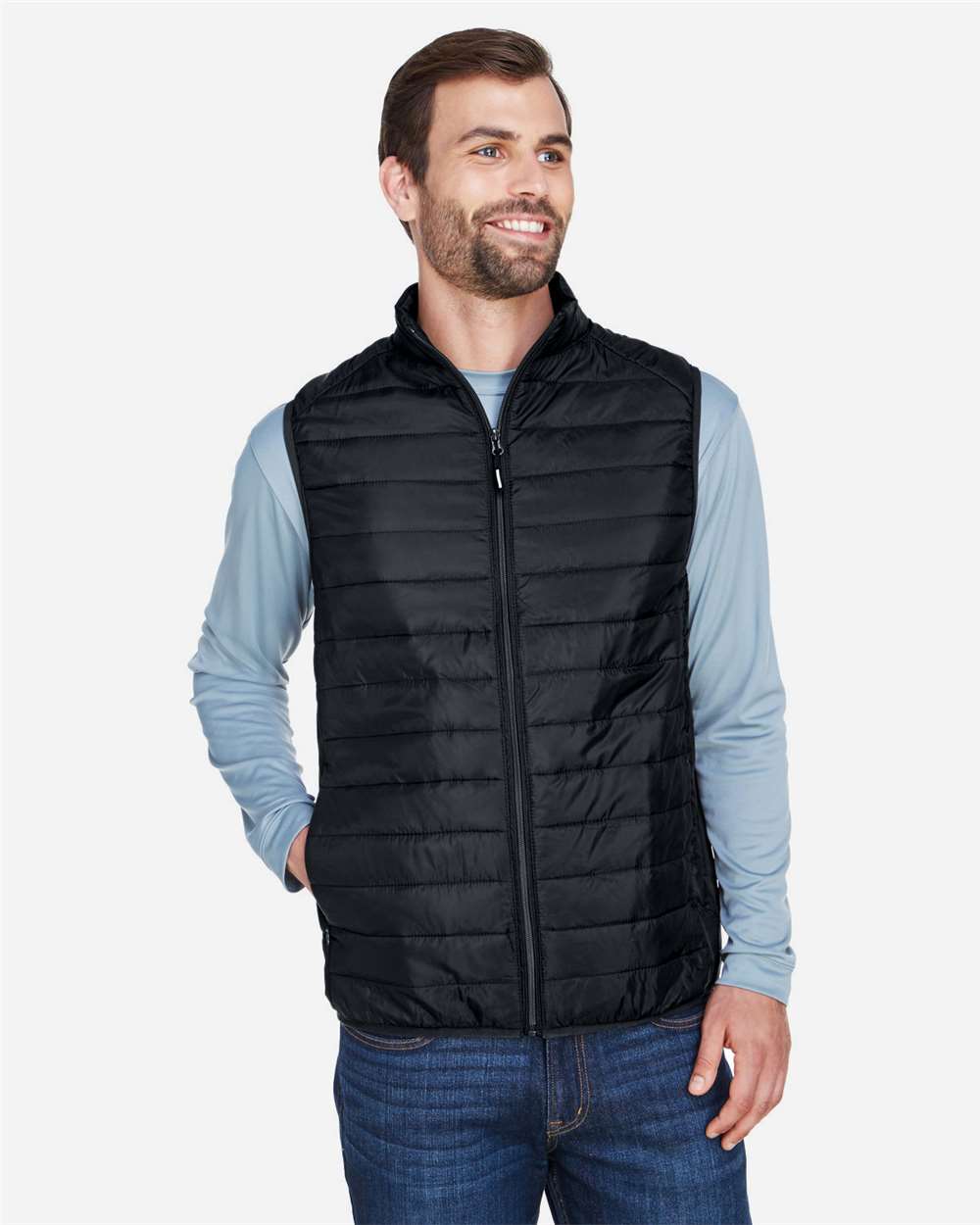 CORE365 CE702 Men’s Prevail Packable Puffer Vest — Black