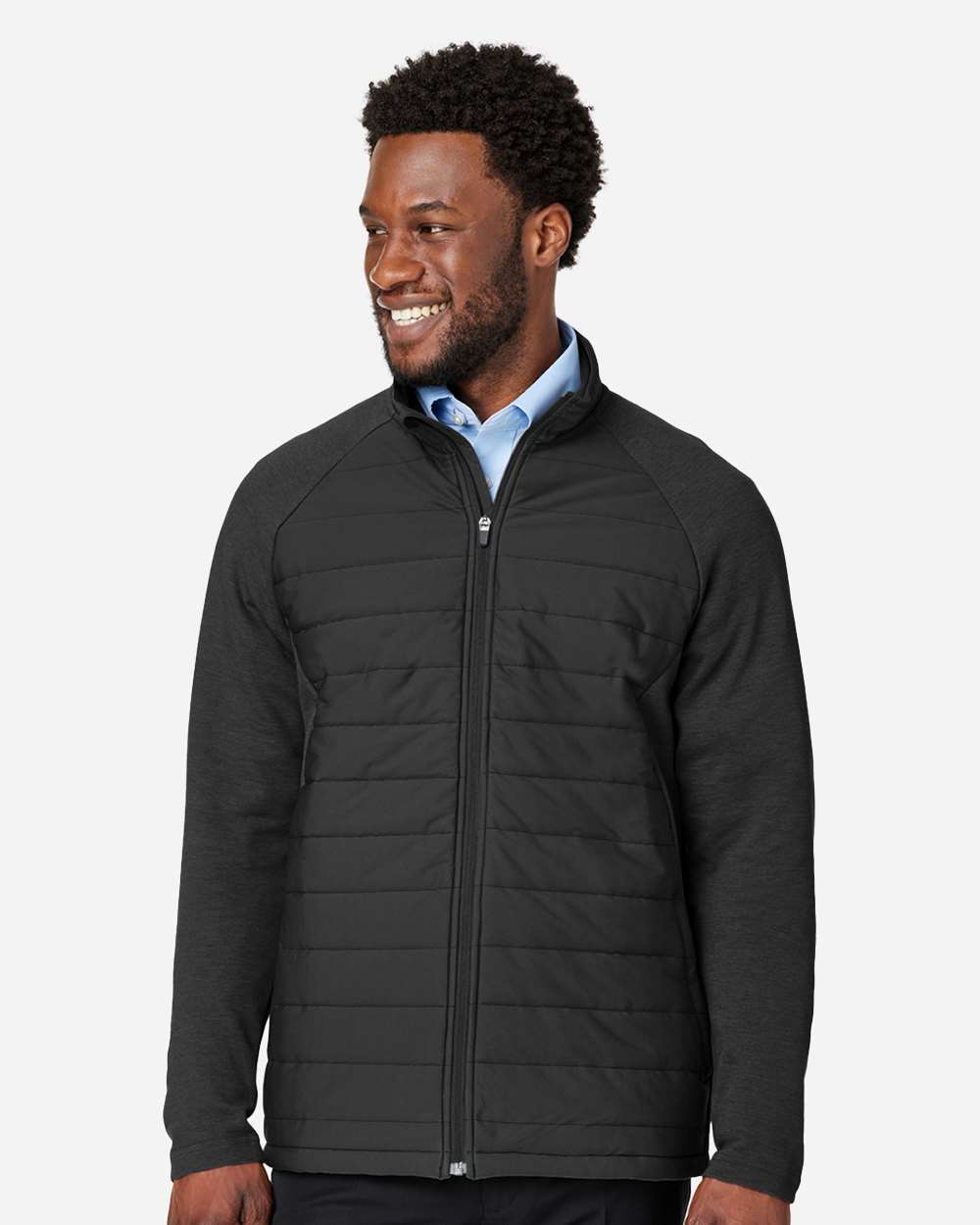Devon & Jones DG704 Men’s New Classics® Charleston Hybrid Jacket — Black/ Melange Black