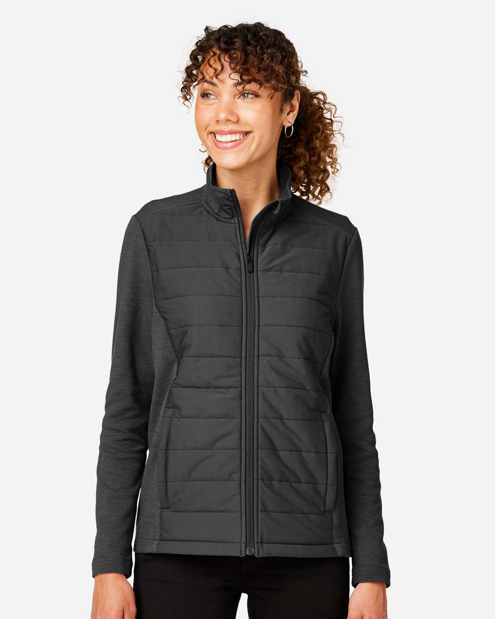 Devon & Jones DG704W Women’s New Classics® Charleston Hybrid Jacket — Black/ Melange Black