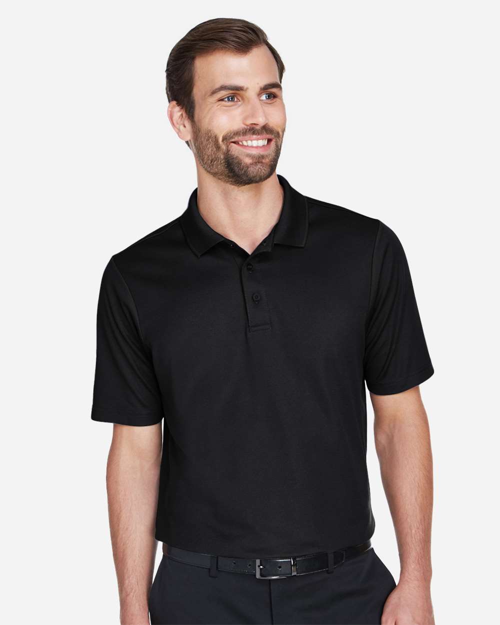 Devon & Jones DG20T Men’s Tall CrownLux Performance® Plaited Polo — Black