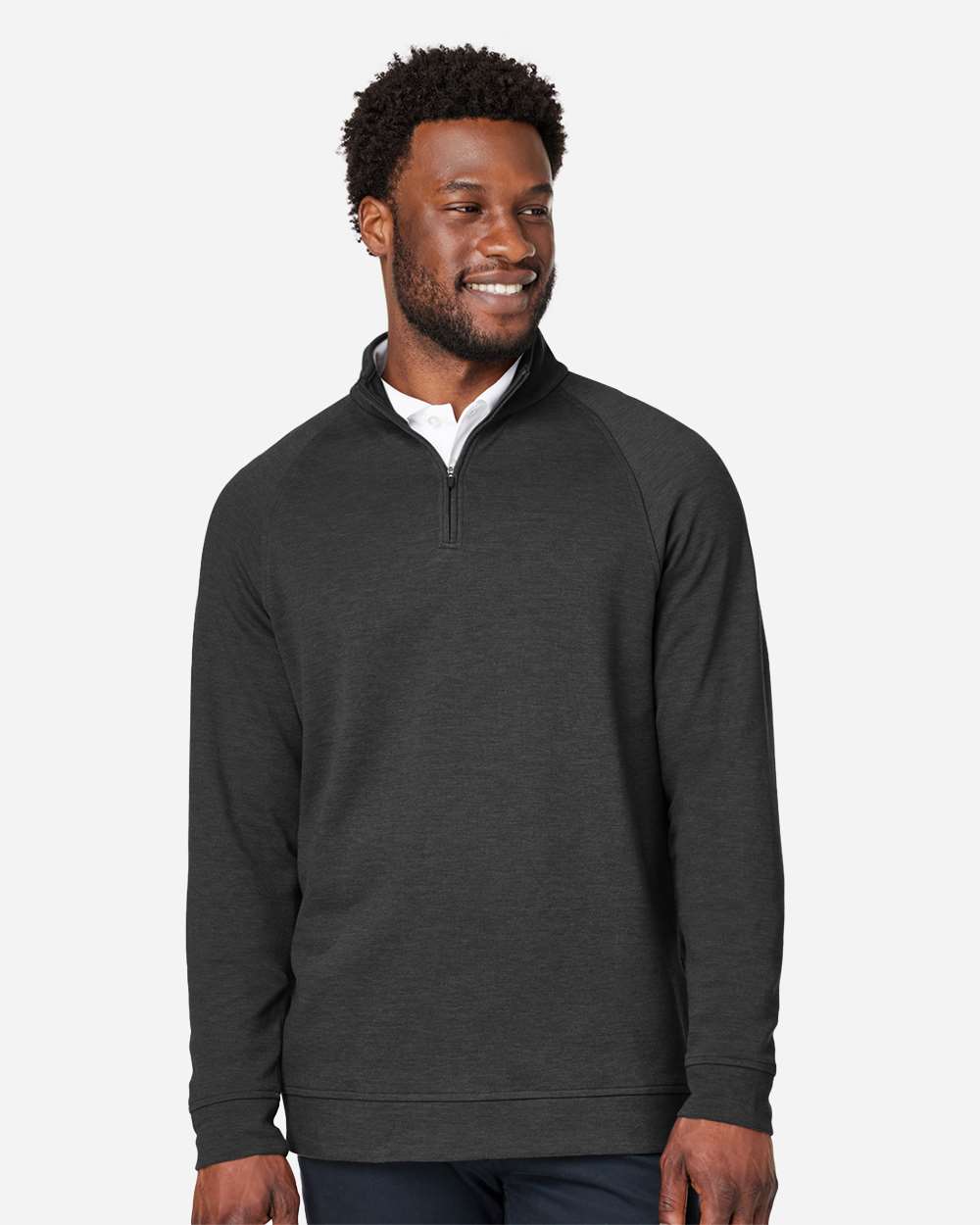 Devon & Jones DG481 Men’s New Classics® Charleston Quarter-Zip Pullover — Black Melange
