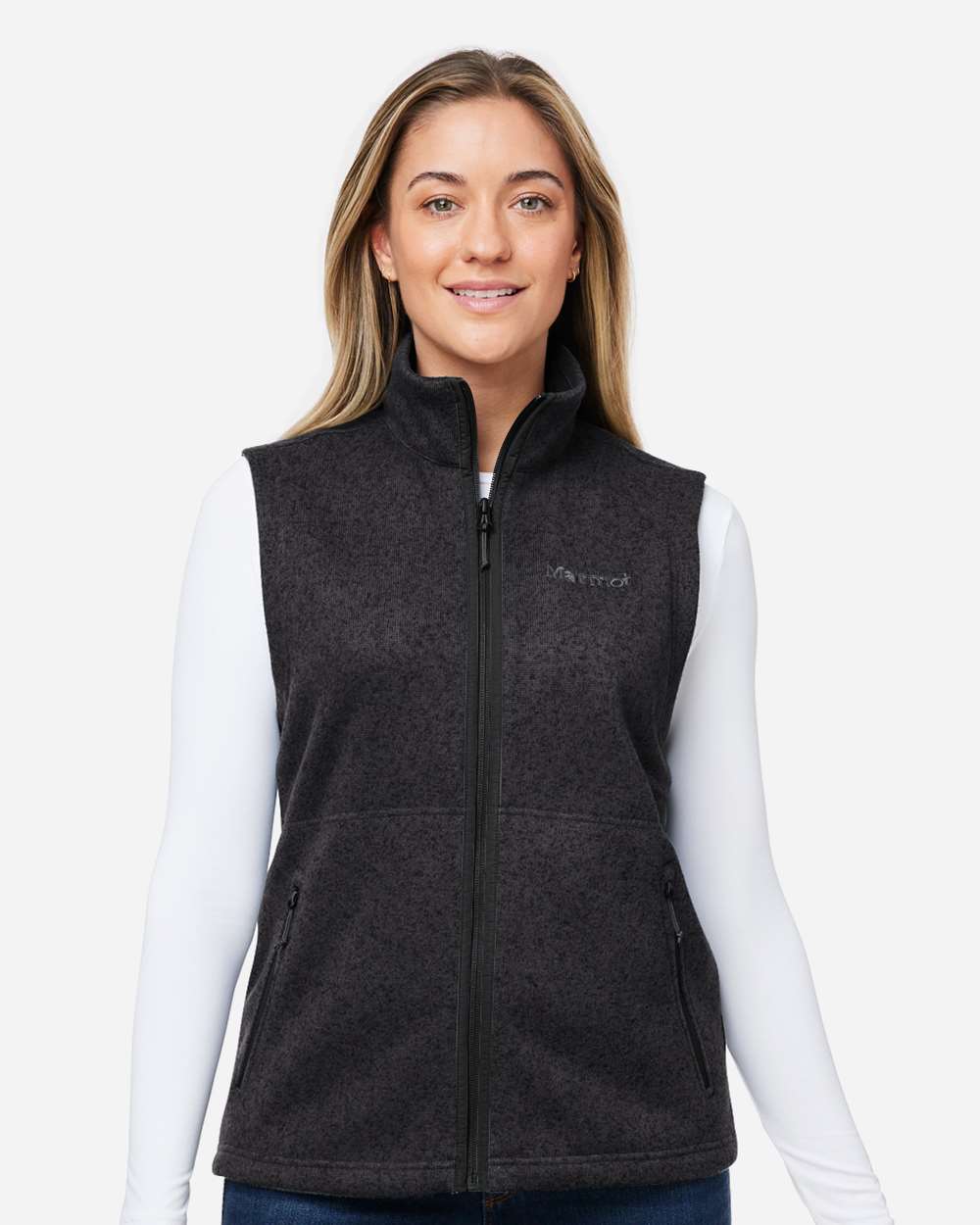 Marmot M16251 Women’s Drop Line Fleece Vest — Black Heather