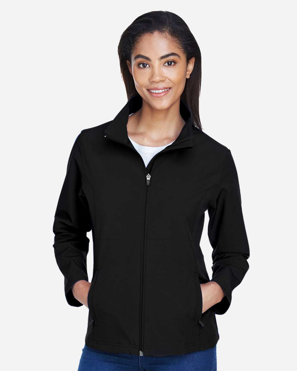 Team 365 TT80W Women’s Leader Soft Shell Jacket — Black