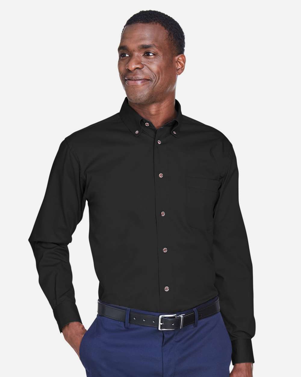 Harriton M500 Men’s Easy Blend™ Twill Shirt — Black