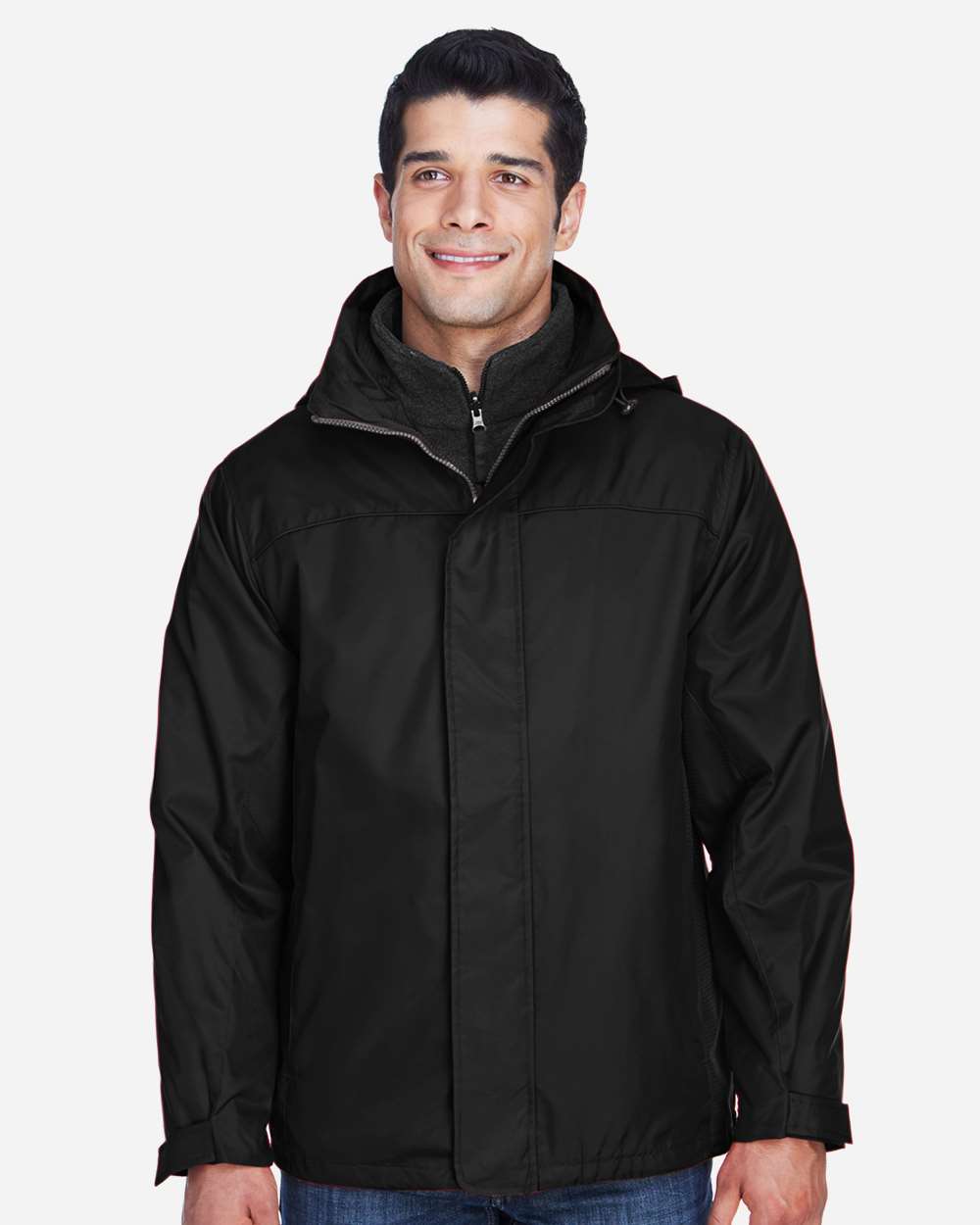 North End 88130 Men’s 3-in-1 Insulated Jacket — Black