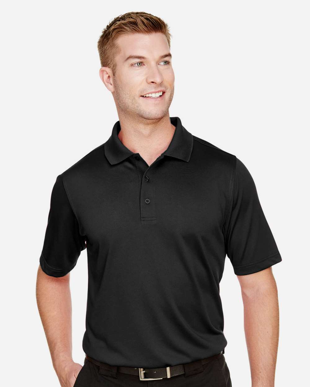 Harriton M348T Men’s Tall Advantage Snag Protection Plus IL Polo — Black