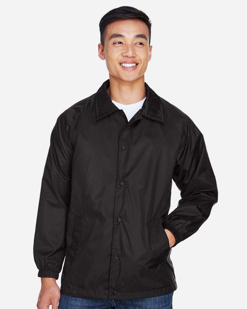 Harriton M775 Unisex Nylon Staff Jacket — Black
