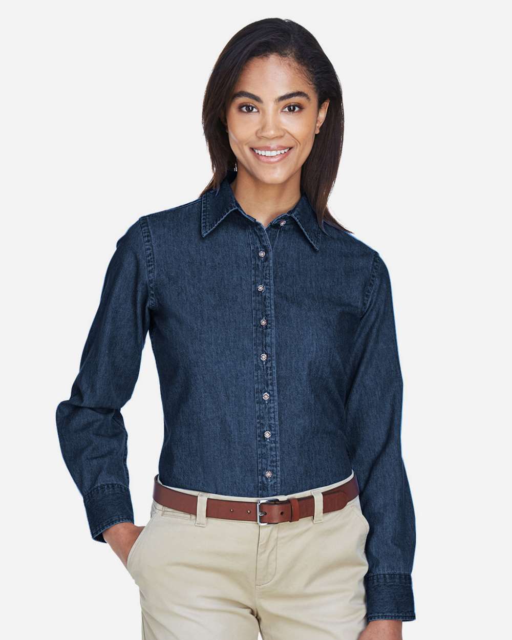 Harriton M550W Women’s Denim Shirt — Dark Denim