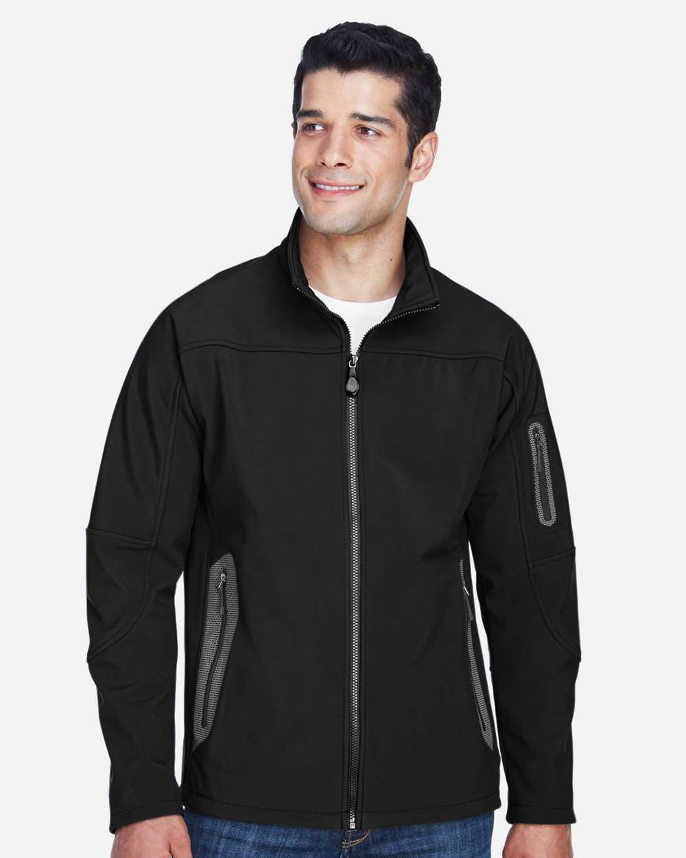 North End 88138 Men’s Three Layer Fleece Bonded Shell Technical Jacket — Black