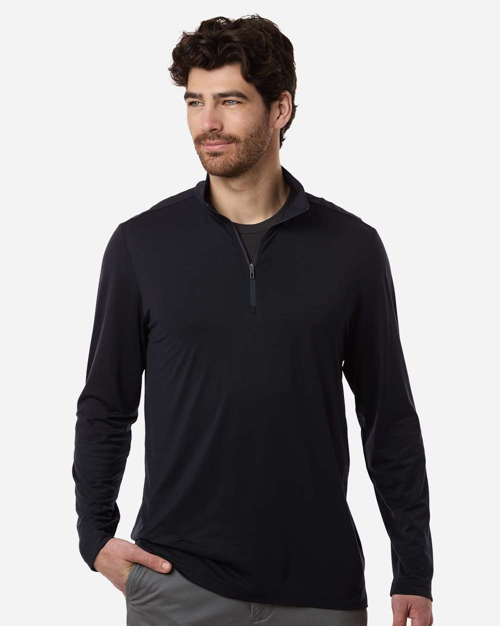 North End NE405 Men’s JAQ Stretch Performance Quarter-Zip — Black/ Carbon