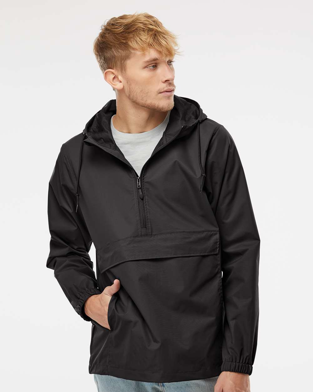 Independent Trading Co. EXP94NAW Men’s Nylon Anorak — Black