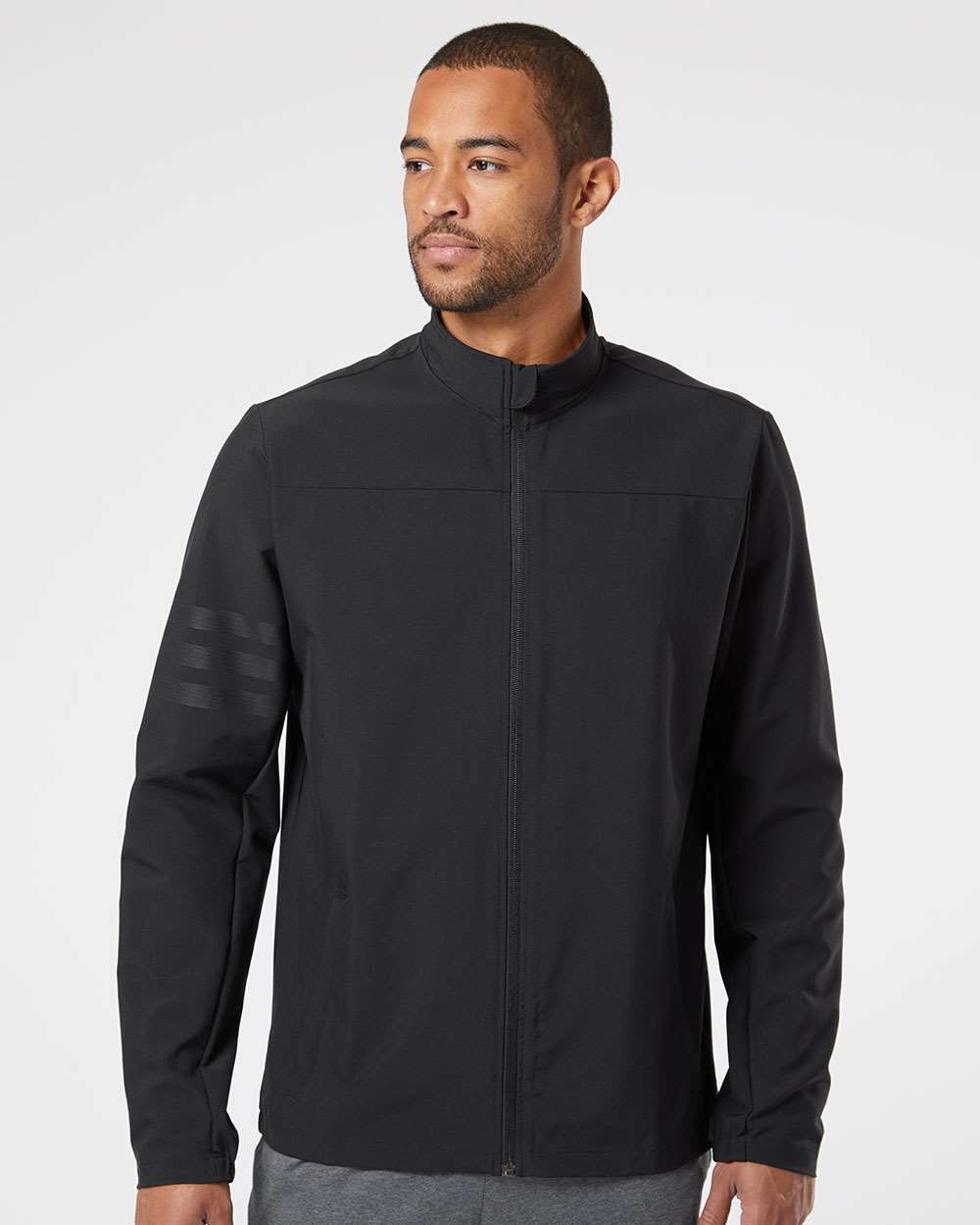 Adidas A267 Men’s Wind Resistant Full-Zip Jacket — Black/ Black