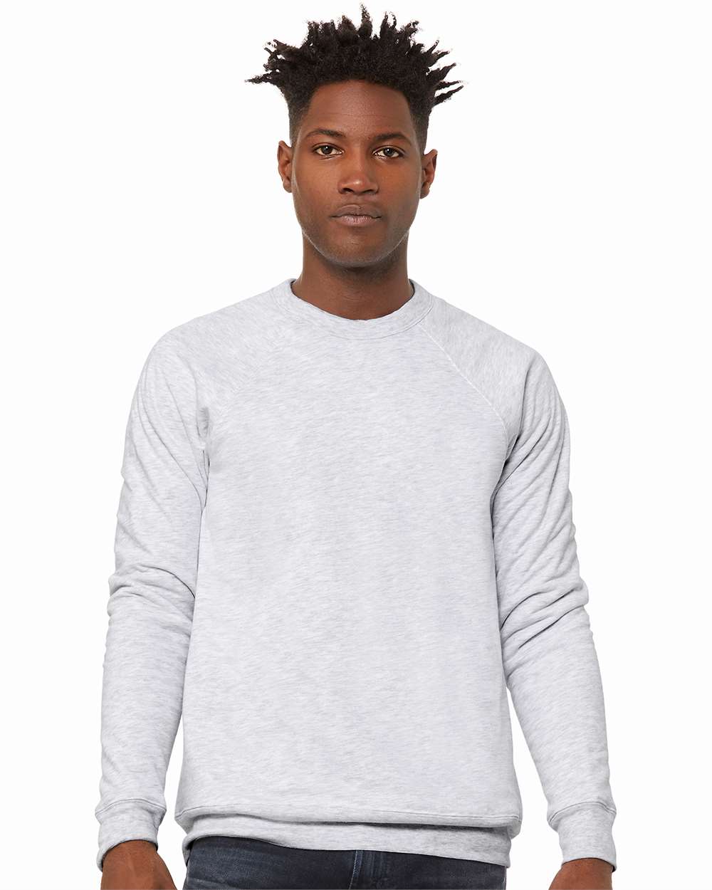 BELLA + CANVAS 3901 Unisex Sponge Fleece Raglan Crewneck Sweatshirt — Ash