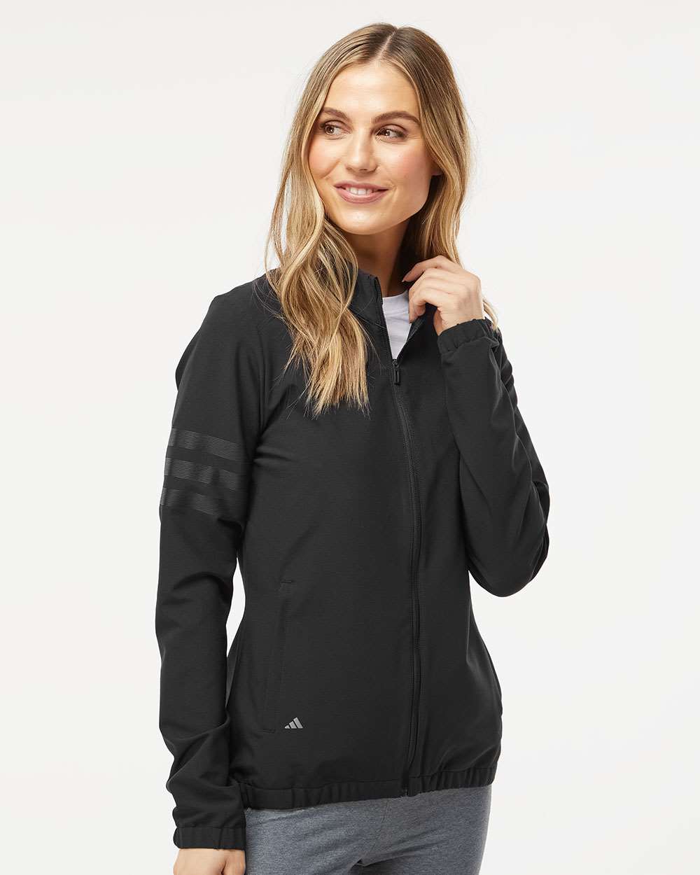 Adidas A268 Women’s Wind Resistant Full-Zip Jacket — Black/ Black