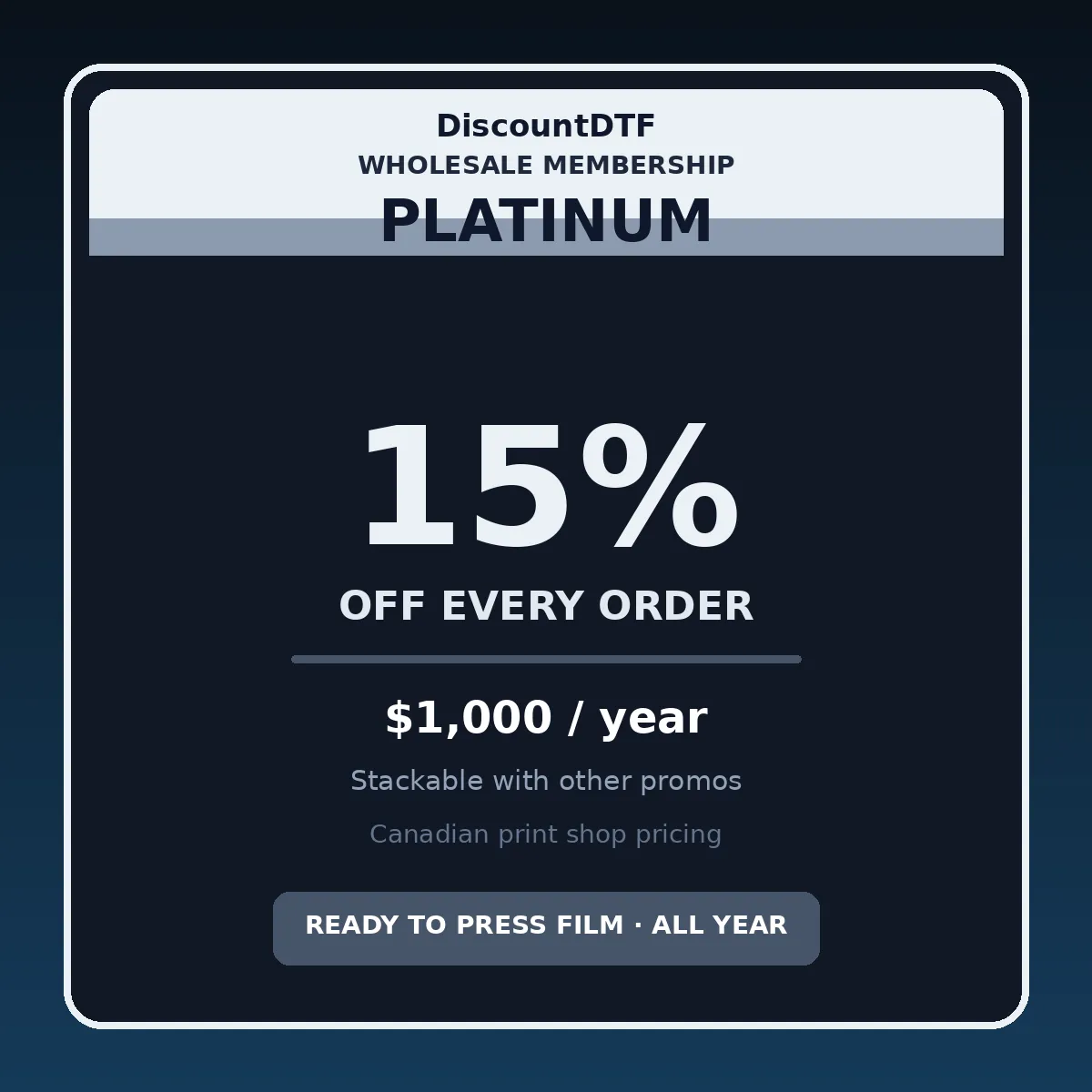 Platinum Membership â 15% off every order