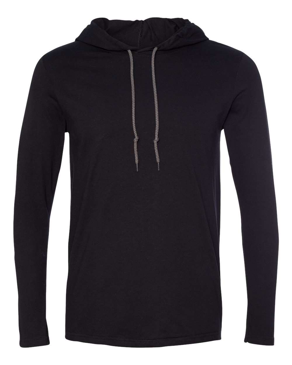 Gildan 987 Unisex Softstyle® Lightweight Hooded Long Sleeve T-Shirt — Black/ Dark Grey