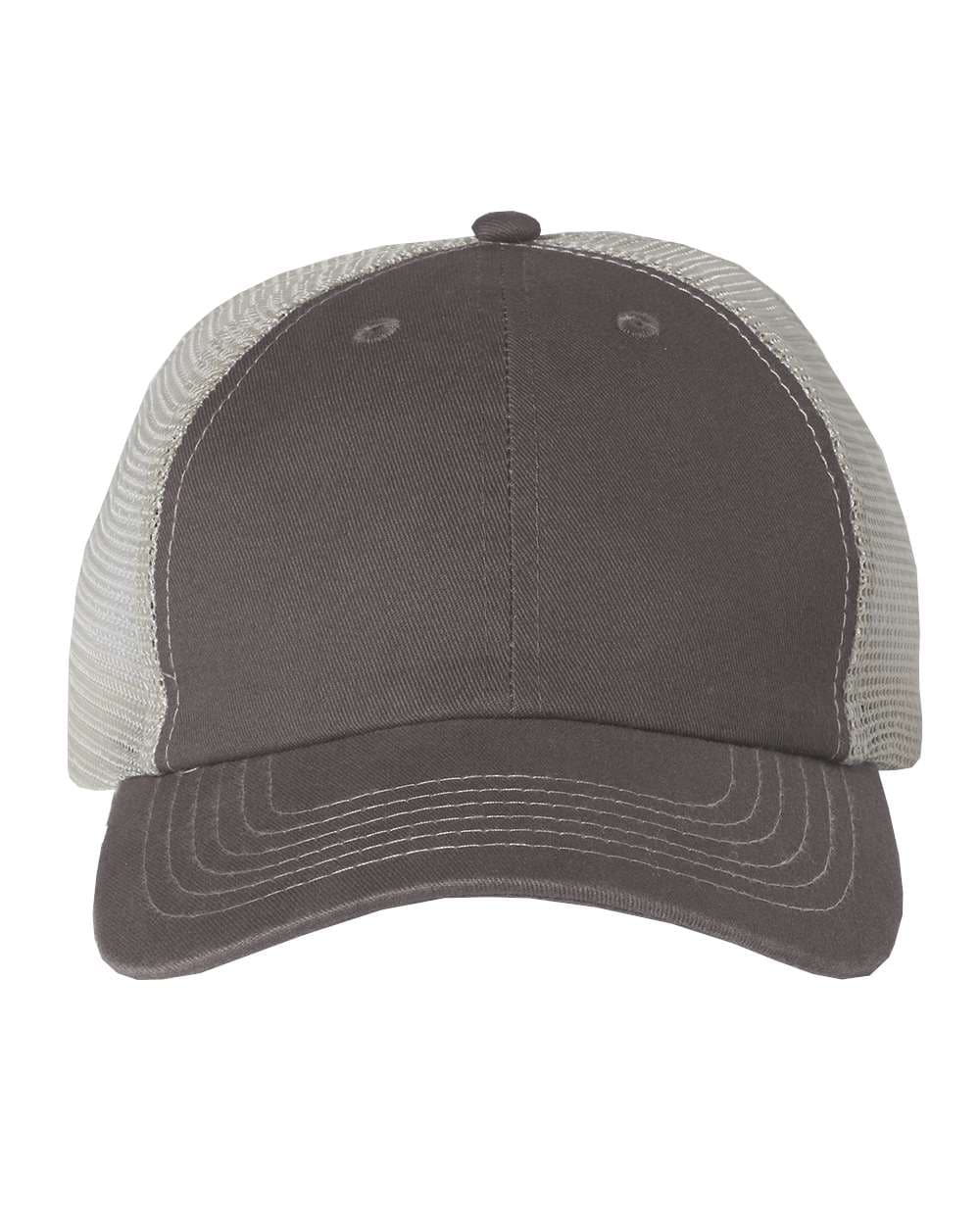 Valucap 3100 Contrast-Stitch Mesh-Back Cap — Charcoal/ Stone