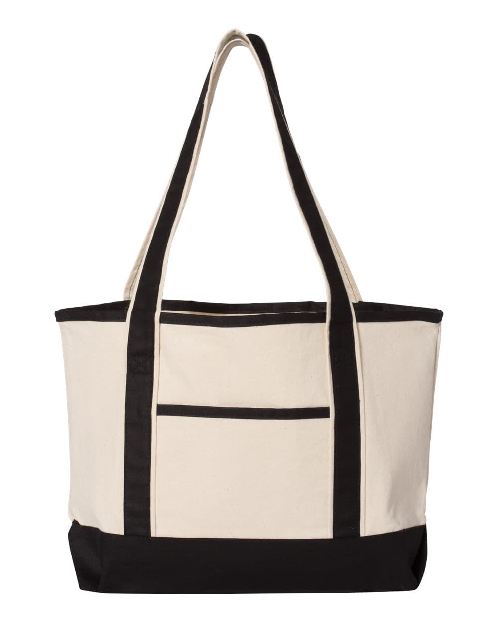 Q-Tees Q125800 20L Small Deluxe Tote — Natural/ Black