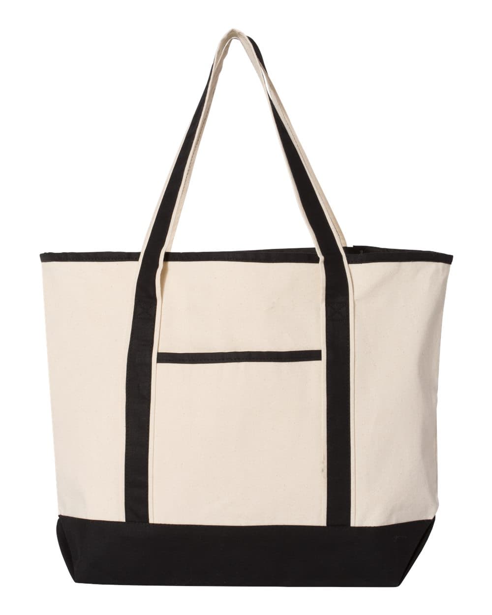 Q-Tees Q1500 34.6L Large Canvas Deluxe Tote — Natural/ Black