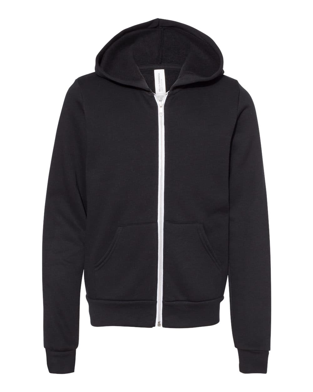 BELLA + CANVAS 3739Y Youth Sponge Fleece Full-Zip Hoodie Sweatshirt — Black