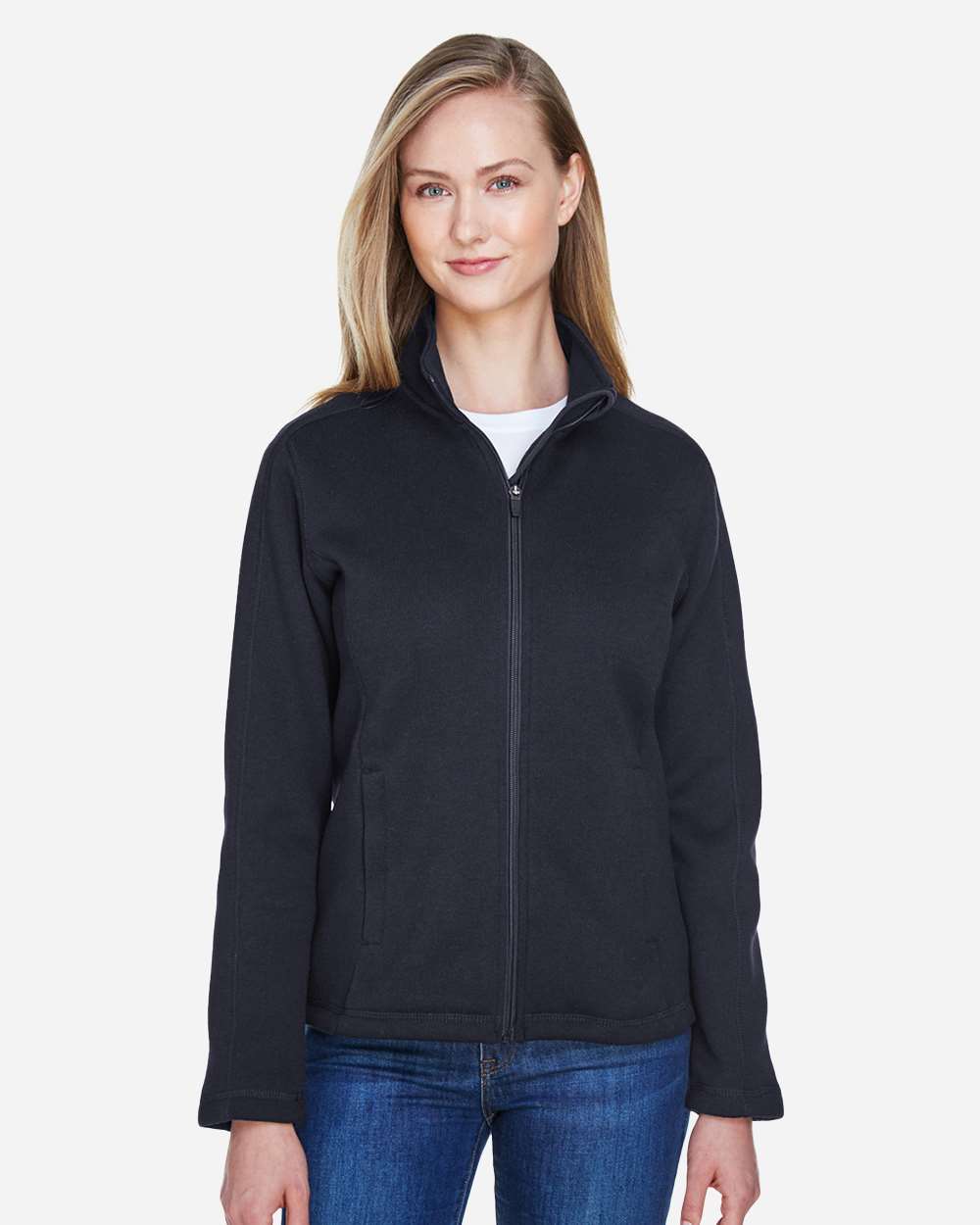 Devon & Jones DG793W Women’s Bristol Full-Zip Sweater Fleece Jacket — Black