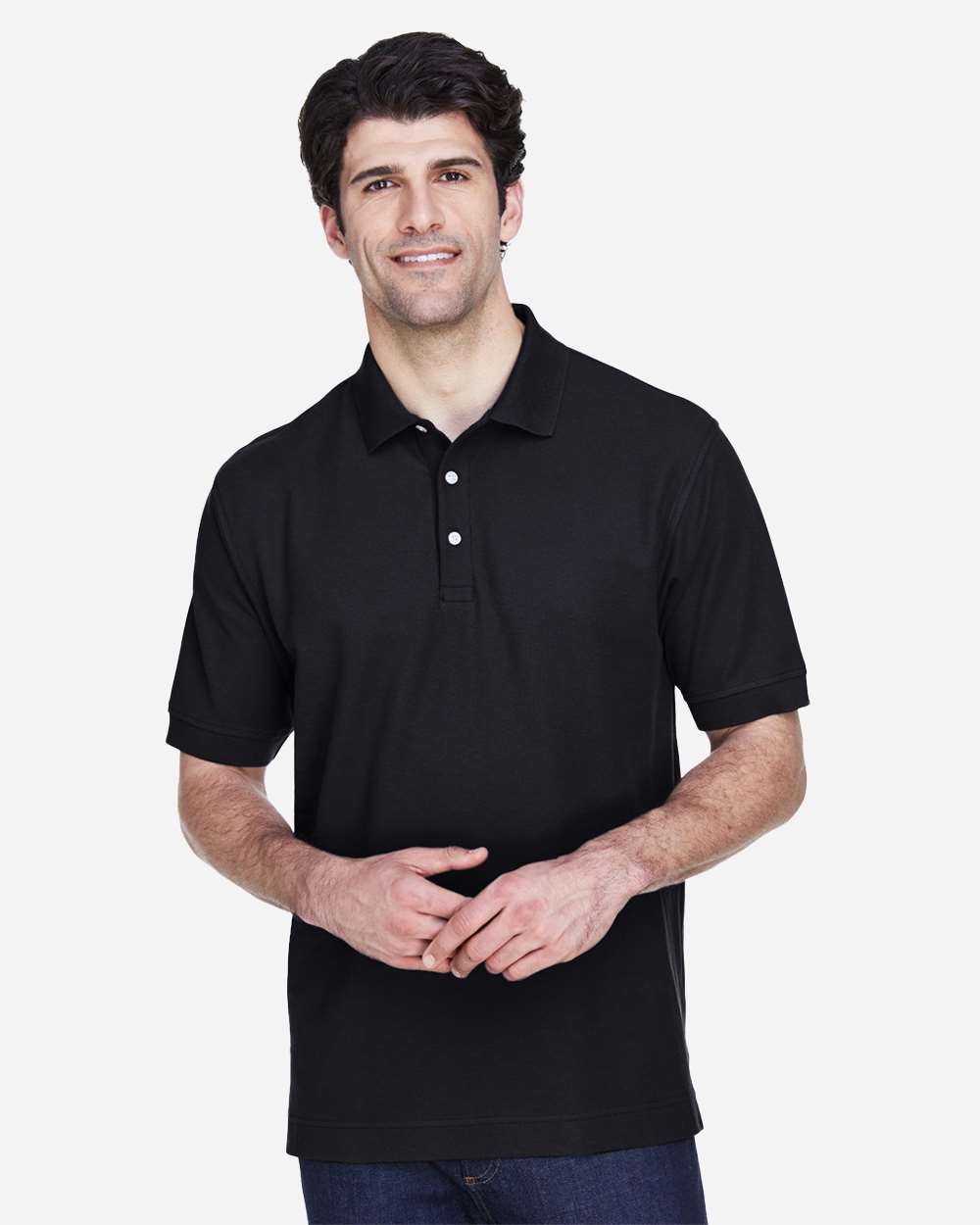 Devon & Jones D100 Men’s Pima Piqué Polo — Black