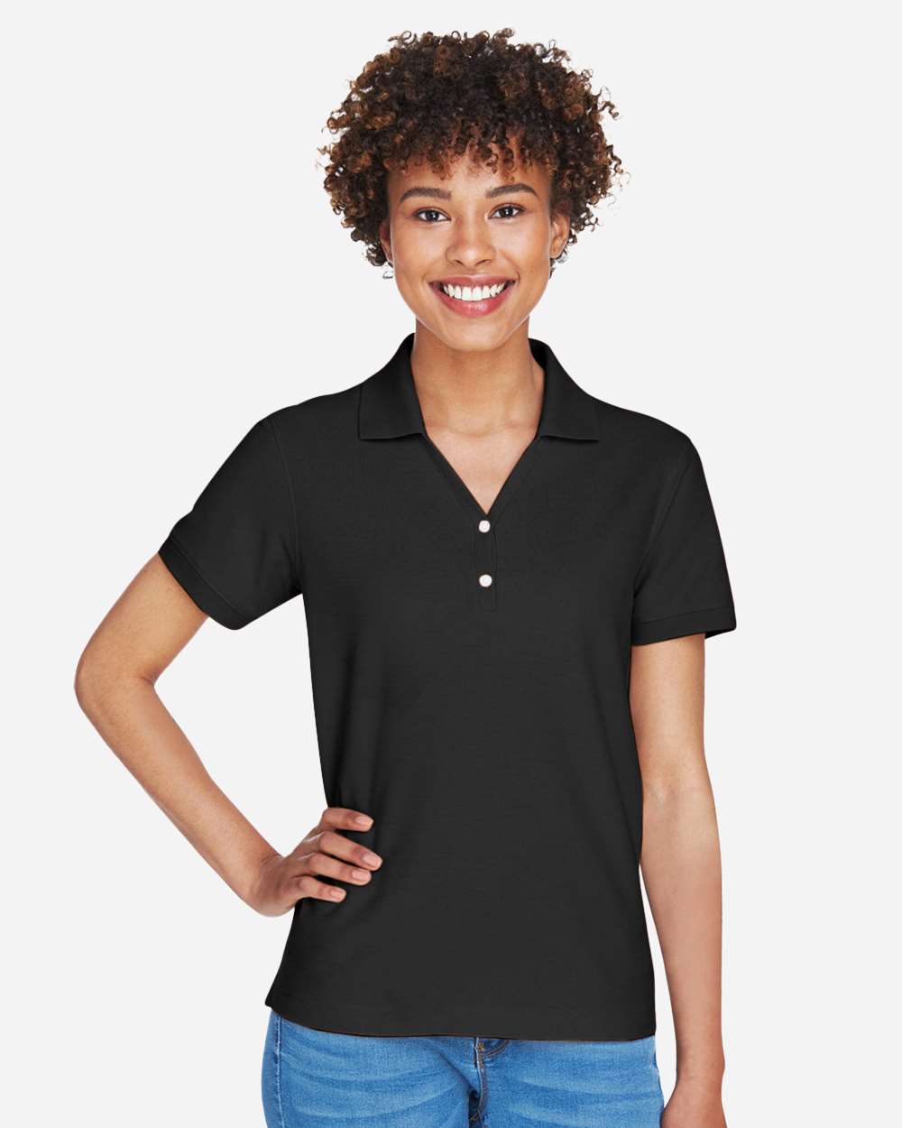 Devon & Jones D100W Women’s Pima Piqué Polo — Black