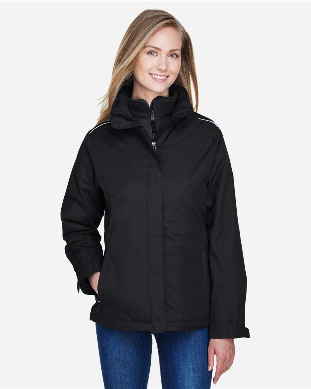 CORE365 78205 Women’s 3-in-1 Jacket with Fleece Liner — Black