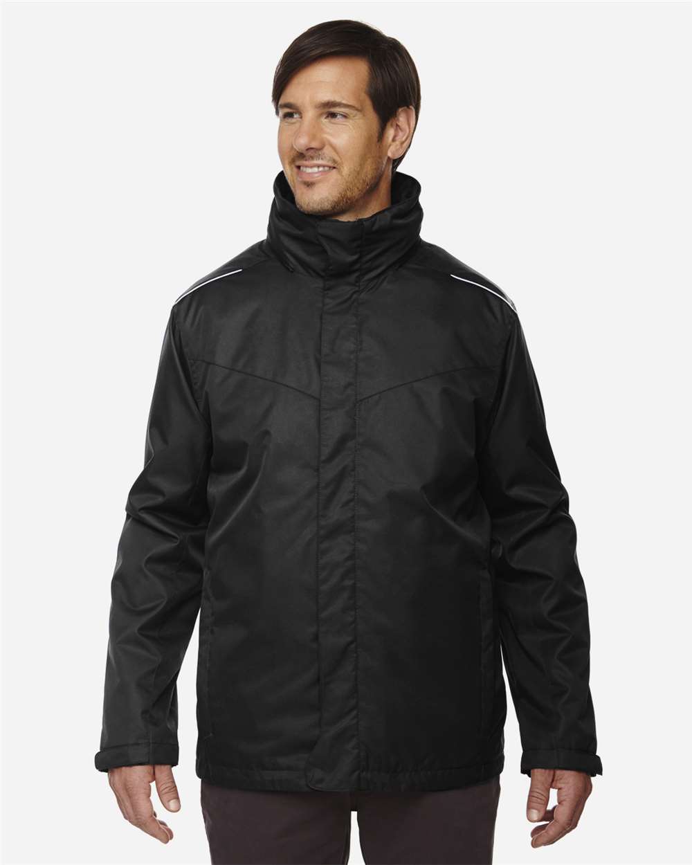 CORE365 88205T Men’s Tall Region 3-in-1 Jacket with Fleece Liner — Black
