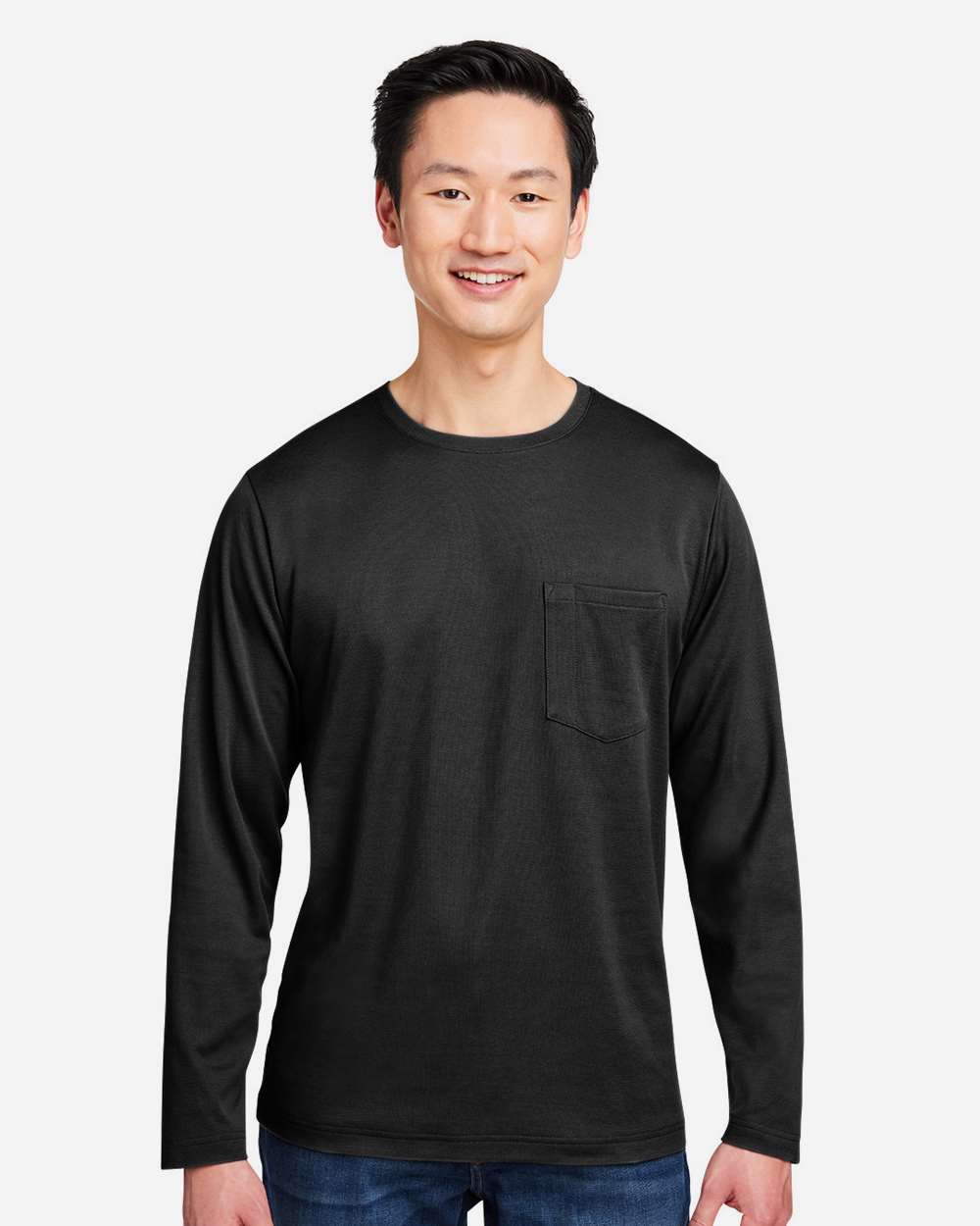 Harriton M118L Unisex Charge Snag and Soil Protect Long Sleeve T-Shirt — Black