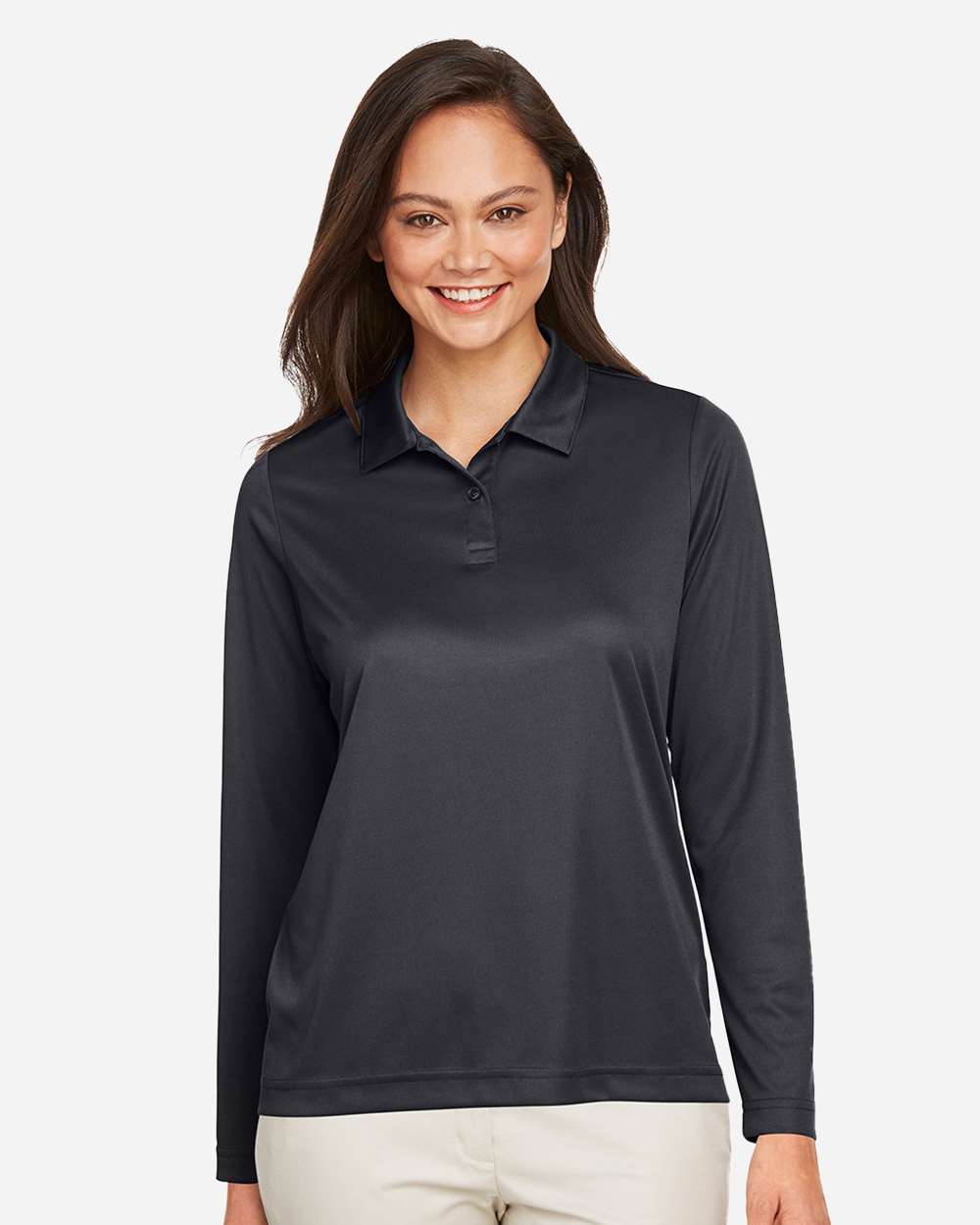 Team 365 TT51LW Women’s Zone Performance Long Sleeve Polo — Black