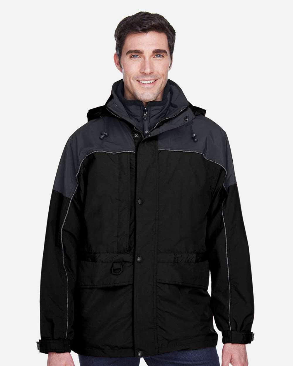 North End 88006 Men’s 3-in-1 Two-Tone Parka — Black