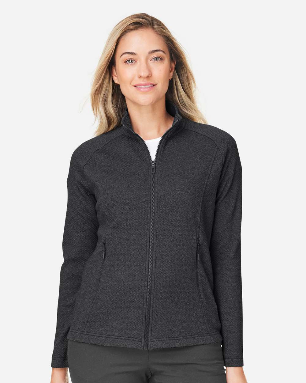 North End NE727W Women’s Spirit Textured Full-Zip — Black Heather