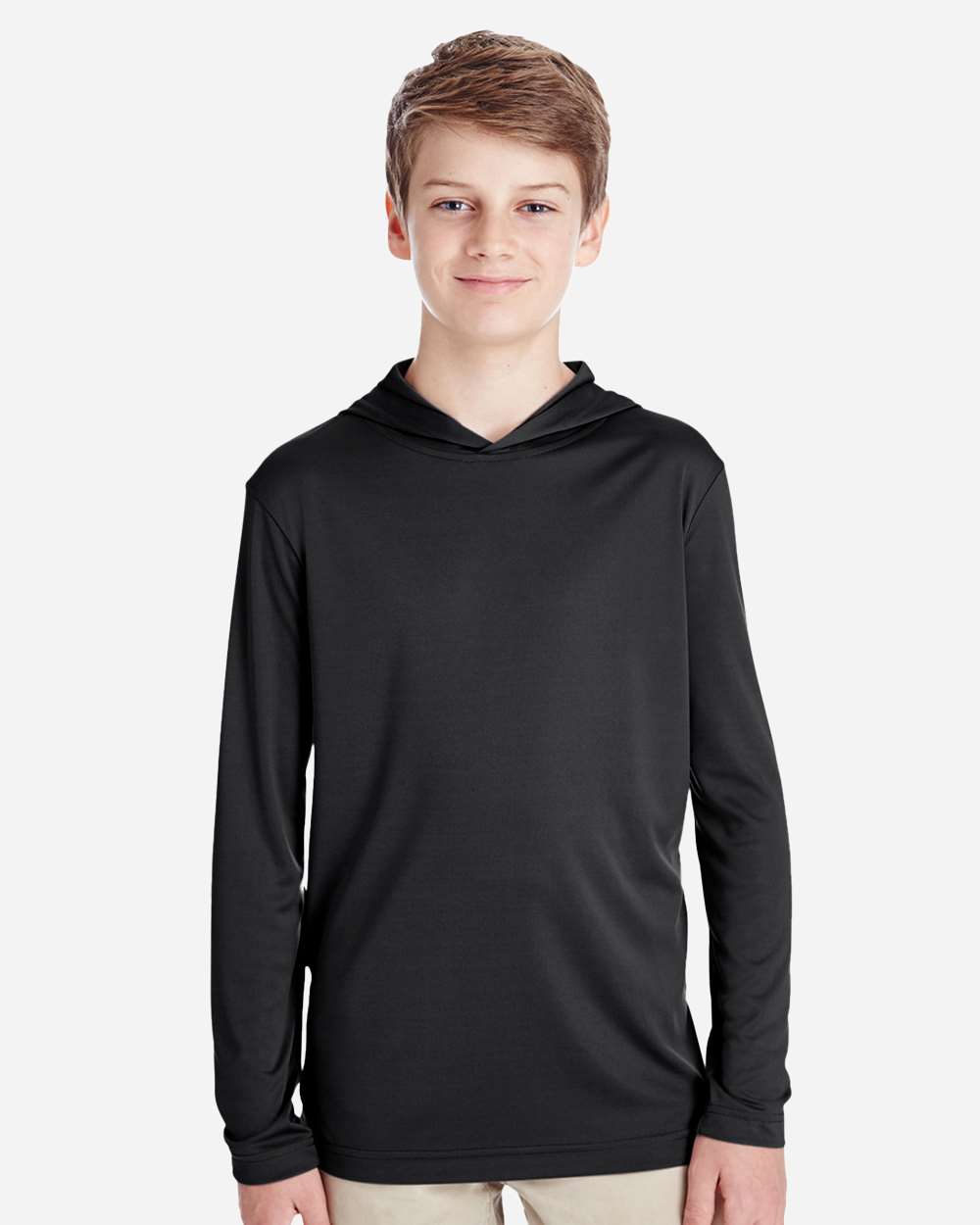 Team 365 TT41Y Youth Zone Performance Hooded T-Shirt — Black