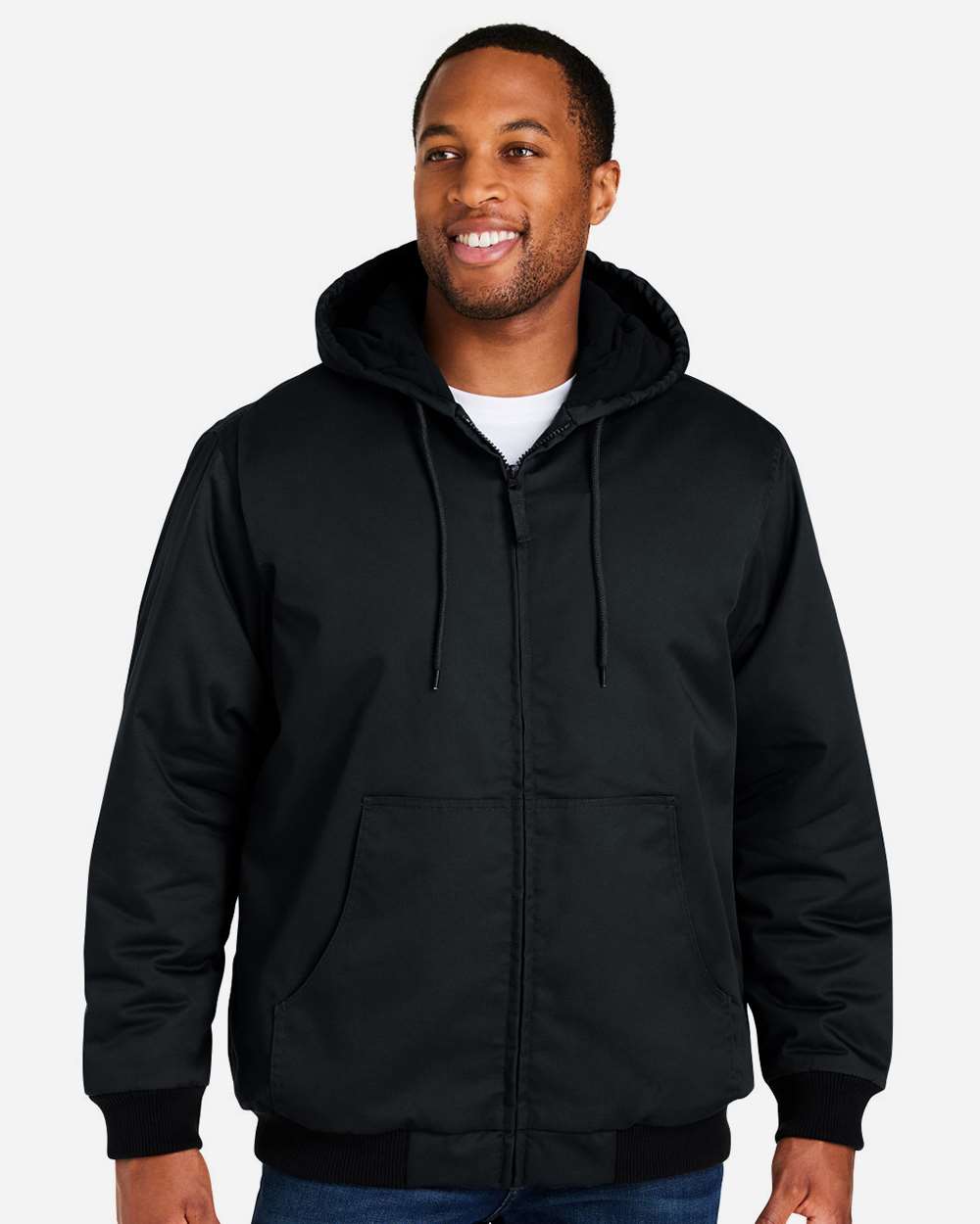 Harriton M722T Unisex Tall ClimaBloc® Heavyweight Hooded Full-Zip Jacket — Black
