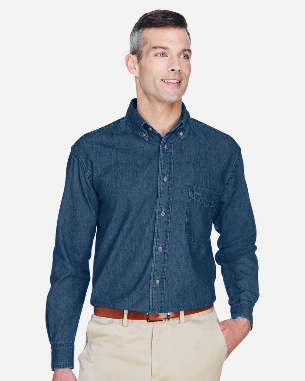Harriton M550T Men’s Tall Denim Shirt — Dark Denim