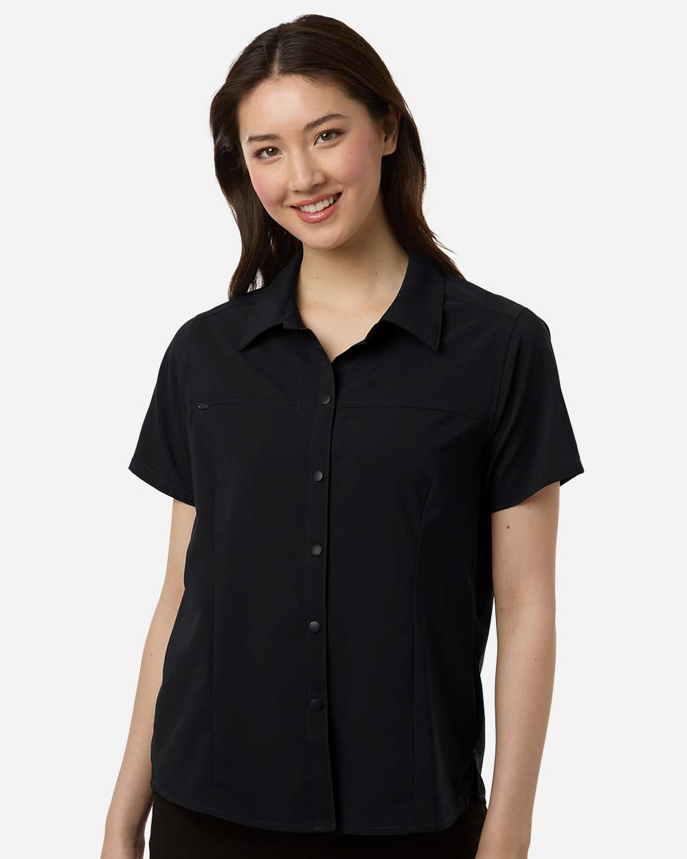 CORE365 CE520W Women’s UltraUVP Shoreline Short Sleeve Staff Shirt — Black