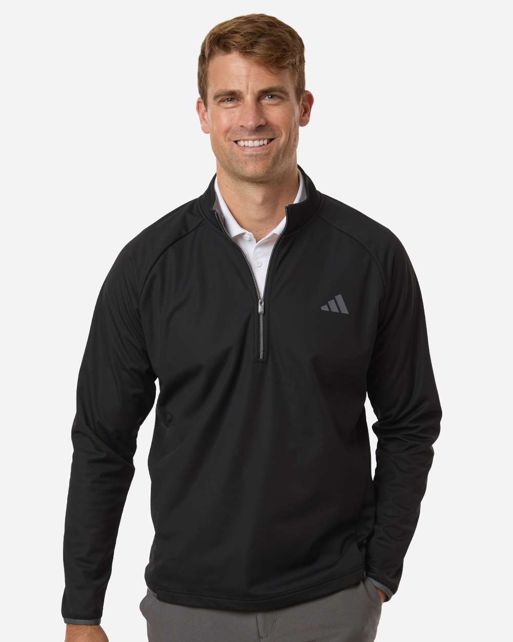 Adidas A2027 Men’s Ultimate365 Wind Quarter-Zip Pullover — Black